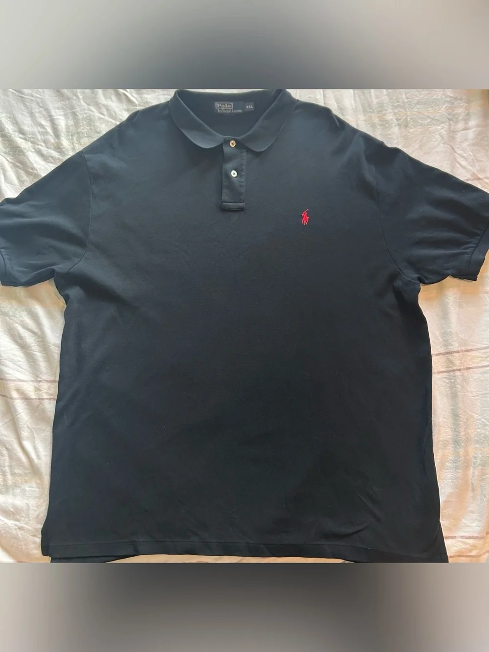 Ralph Lauren Men's Black Polo with Red Embroidered Pony Short Sleeve EUC 2XL